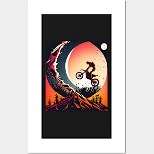 Dirt bike stunt w/moon fire red Posters and Art